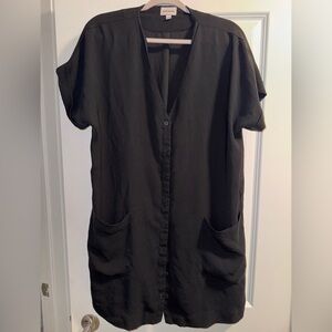 Frank & Oak Black Button-Down Dress with Pockets